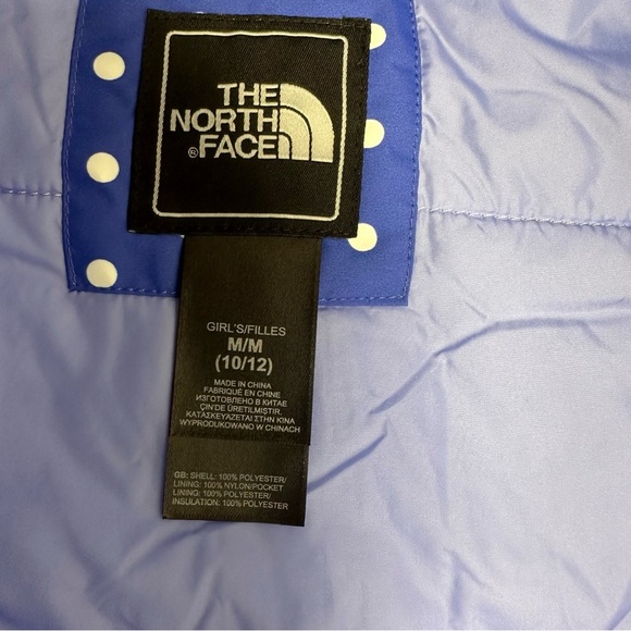 The North Face Kids Blue Polka Dot Jacket size M (10/12) inside is puffer - Picture 6 of 11